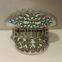 Captain silver sequins shape hat, decorated with diamonds and jewelry, the front BRIDE pearl text