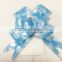 18*390mm Blue Metallic with Printing Butterfly Ribbon /Pull Ribbon Bows with Lace Edges for Wedding Decoration