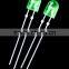 5mm diffused Green Oval LED diode without stopper 3000-4000MCD