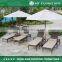 2016 beach hotel comfortable outdoor chair double rattan sun chaise lounge chair with umbrella