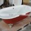 free standing cast iron soaking bath tub with roll top rim 67" RED