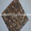 Wave colored Brown River shell mosaic tile,seamless on mesh