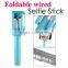 No need Charge No Bluetooth Foldable Wired Selfie Stick, Mini Monopod With 3.5mm Cable for OPPO Design Android & IOS