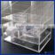 2016 Hot Sale!! Customized Acrylic Cosmetic Drawer with Top Tray / Acrylic Clear Cube Makeup Organizer