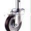 Swivel/Swivel Brake Solid Stem Castor Fitted with Rubber Wheel Mold On Metal Rim, Flange Bearing