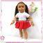 Newest 18 inch t-shirt with dress white t-shirt oem doll t-shirt