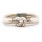 Creamy White Braided Sheepskin Bangle Stainless Steel Buckle Bracelet