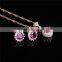 factory wholesale gemstone pendant 18K gold plated 925 sterling silver natural percious pink topaz pendant earring jewelry set