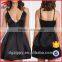 Hot Selling New Designer Fashion Black Satin Strappy Skater Dress for Ladies