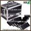 useful carrying combination black aluminum cosmetic case and box