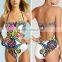 Designer popular digital print flower hot women swimwear 2015 sexy one piece bathing suits in stock