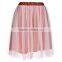 New Fashion Women Girls Mesh Knee Length Multilayer Pleated Casual Solid Sweet Skirt