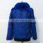 2015 new arrival rabbit fur coat with fox fur collar for women