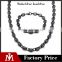 Factory Directly Mens Punk Jewelry Sets Stainless Steel Black Plated Necklace Link Chain Bracelet