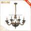 French Rococo Style 6 lights Porcelain Chandelier With Antique Bronze/ Handmade Blue Ceramic Pendant Light