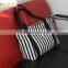 Black and White Stripes Canvas Handbag For Women