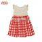 2017 New Baby Girls Kids Designer Clothes Beige Plaid Ruffle Skirt Dress