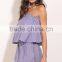 OEM women rompers jumpsuit latest design strapless ruffle playsuit