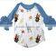 Wholesale Baby Clothes Cotton 3/4 Sleeve Ruffle Raglanbaby Icing Ruffle Top With Bunny Printed
