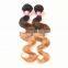 ombre hair weaves hot sale ombre weaving hair 1b/#4/27# color three tone color Malaysian human hair weft mix length