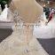 LS00258 V Back Short Sleeves Long Train Bulk Wedding Dresses Arabic Style for Black Women