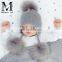 Wholesale Beanies Hat Three Fur Poms Hat Baby Knit Hat