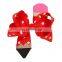 free 6''*4.5" Pencil Print Hair Bows for Girls Back to School Supplier Hairgrips Pen Quality Ribbon Bows Clips Kids Headwear