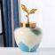 American Luxury Hand Made White Blue Ceramic Vase With Metal Cap For Showroom Decor