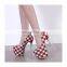 Ladies elegant design roman style wool platform pumps high heels sandals shoes made in Pakistan