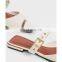 Ladies fancy design eyelet embellished buckle wholesale flat breathable lining sandals shoes