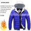 Plus size fashion trend men's long sleeve down warm hooded smart heating jacket S-XXXXL