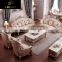 Antique living room furniture upholstered 7 seater champagne gold leather sofa set