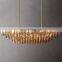 High ceiling amber glass blown chandelier rectangular lighting modern luxury large for hotel restaurant personality