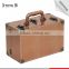 Professional classic golden pvc leather portable rolling makeup vanity case with mirror