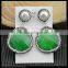 LFD-029E Wholesale Silver Pearl With Water Drop Agate Pave Rhinestone Crystal Dangle Earrings in Green Jewelry Finding