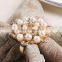 fashionable flower shape plastic pearls metal alloy napkin rings