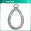 4MM Clear Cystal Drop Rhinestone Frame Rhodium Metal Belt Buckle