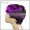 100% Virgin Brazilian hair lace front wig mixed color curly bang short hair wig attractive design PRB/Purple#