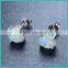 Fashion Jewelry Three Color 925 Sterling Silver Round Cut Opal Stud Earrings