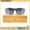 Most Fashion Handmade Wooden Bamboo Sunglases With Blue Lens For Men Wood Veneer Sunglasses With Acetate Temples Stock