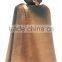 Cow bell in plated or painted color surface with logo and strap attached for hunting
