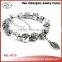 2015 Europen fashion engravable jewelry silver plated leaf charm alloy bracelet