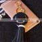 Luxury Leather Keychain Gold Plated Hat Tassel Key Chains Crystal Fur Ball Keychain Key Chain Bag Charm Keyring Key Holder