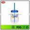 720 ml Plastic single wall wholesale mason jar with straw
