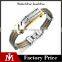 Classic two tone crystal wire bracelet jewelry stainless steel watch bangle for men