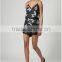 OEM and ODM Leaf Print Satin Overlay Play suits clothes 2015 Summer Fashion Jumpsuits for women