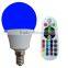 Factory direct sale IR remote RGBW bulbs with 3w rgb and 16 color bulbs
