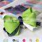 Latest design green handmade ribbon grossgrain hair bows for women