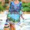 Georgette digital print crystal embellished lace up kaftan CAFTAN tunic poncho blouse
