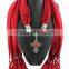 Big dyeing heart turquoise pendant jewelry scarves hot sales handmade women scarves 2016 long wrap scarves